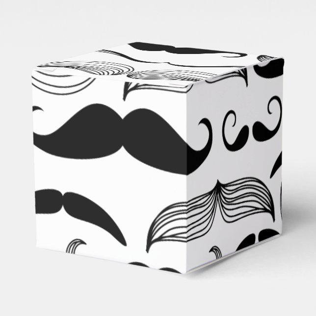 Gentlemens Moustache Pattern in All Shapes and Siz Favour Box (Front Side)