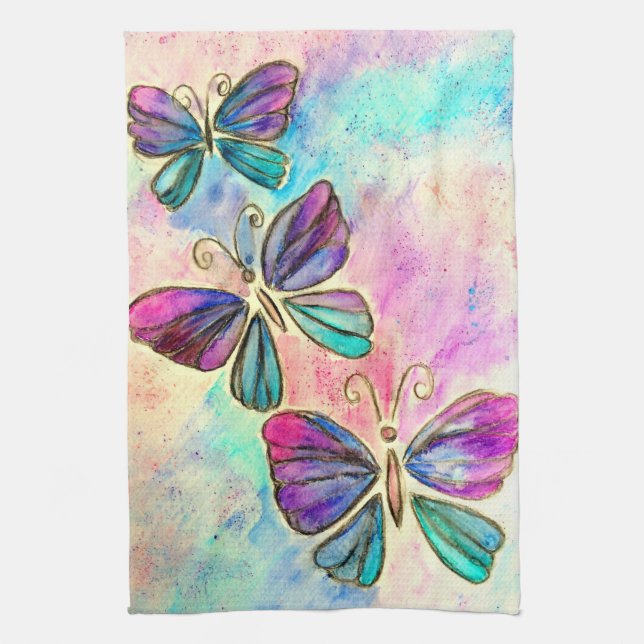 Gently Butterflies - Tea Towel (Vertical)