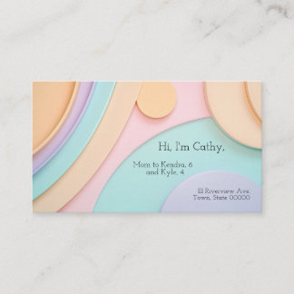 Gently curving shapes in pastels with text space business card