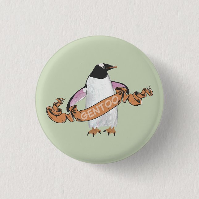 Gentoo penguin 3 cm round badge (Front)