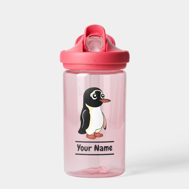 Gentoo Penguin cartoon with custom text Water Bottle (Front)