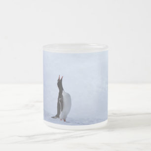 Gentoo penguin frosted glass coffee mug