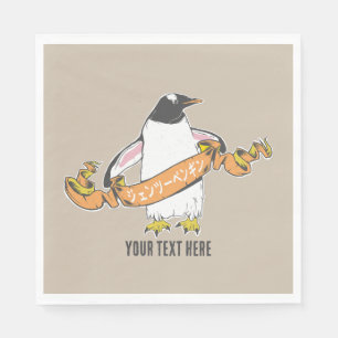 Gentoo penguin Japanese writing Kanji Napkin