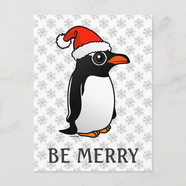 Gentoo Penguin Santa Holiday Postcard (Front)