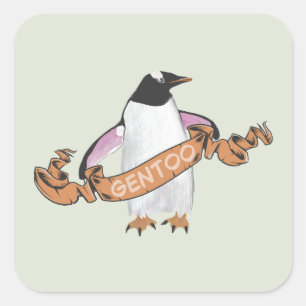 Gentoo penguin square sticker