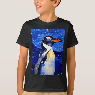 Gentoo Penguin Starry Night Painting Men Women Kid T-Shirt