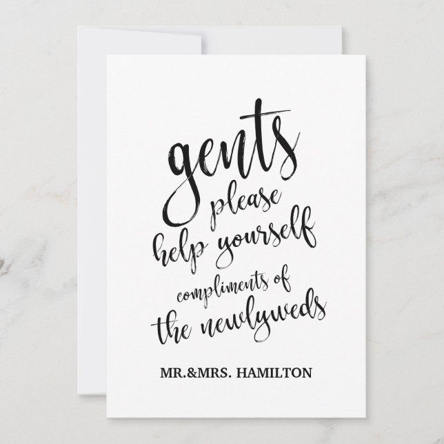 Gents Bathroom Basket Affordable Wedding Sign (Front)