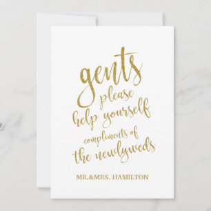 Gents Bathroom Basket Gold Affordable Wedding Sign