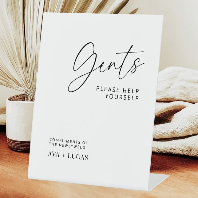 Gents Bathroom Basket Minimalist Wedding Reception Pedestal Sign (Creator Uploaded)