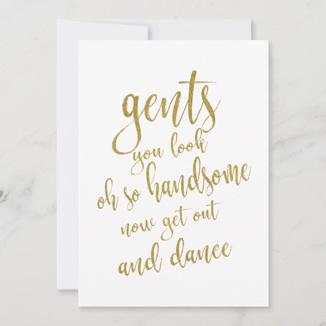Gents Bathroom Gold Affordable Wedding Sign Invitation (Front)