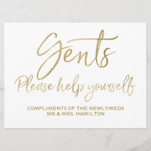 Gents Please help yourself wedding sign Invitation