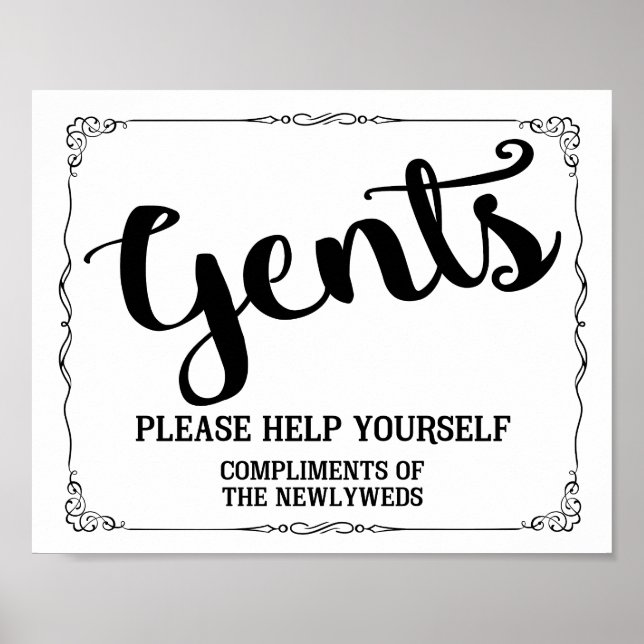 Gents restroom sign - toiletries basket sign (Front)