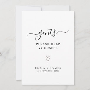 Gents Room Sign Template, Minimalist Wedding Sign Invitation