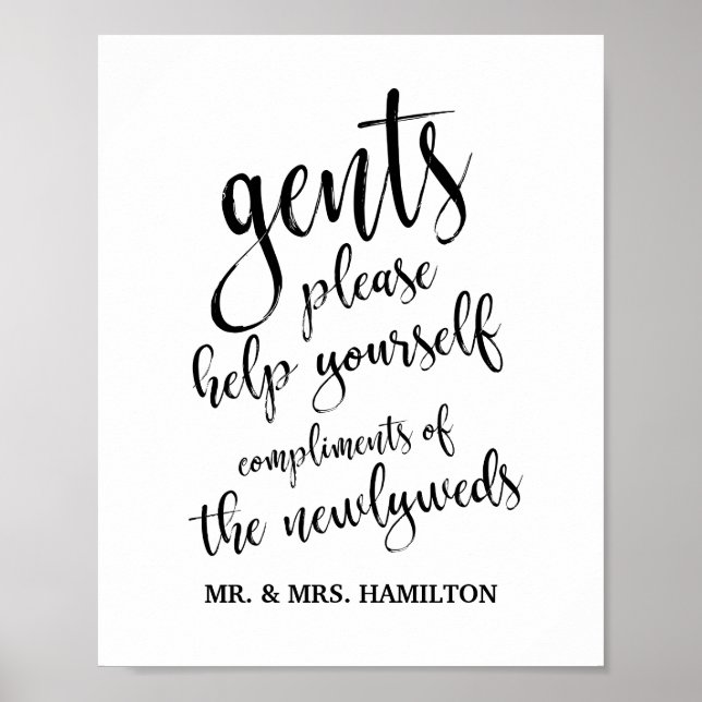 Gents Wedding Bathroom Basket 8x10 Sign (Front)