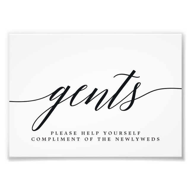 Gents Wedding Bathroom Sign Choose Your Size (Front)