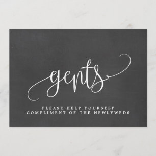 Gents Wedding Bathroom Sign - Lovely Calligraphy Announcement