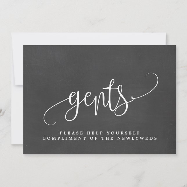 Gents Wedding Bathroom Sign - Lovely Calligraphy Announcement (Front)