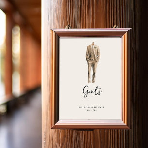 Gents Wedding Reception Venue Restroom Signage Poster