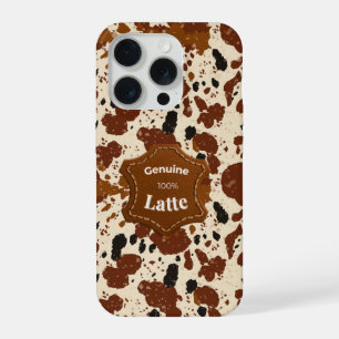 Genuine 100% Latte Cowhide Pattern Neutral iPhone 15 Pro Case