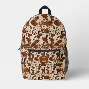 Genuine 100% Latte Cowhide Pattern Neutral Printed Backpack