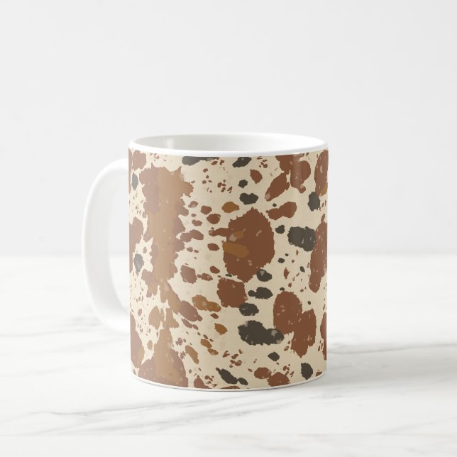 Genuine 100% Latte Mug | Cowhide Coffee Aesthetic (Front Left)