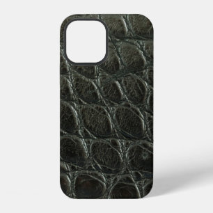 Genuine black alligator leather texture, close up iPhone 12 case