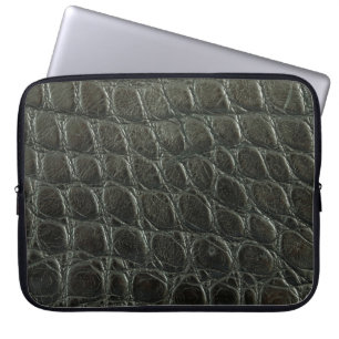 Genuine black alligator leather texture, close up  laptop sleeve