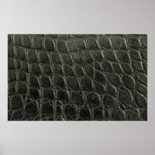 Genuine black alligator leather texture, close up  poster