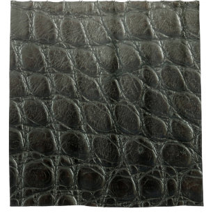 Genuine black alligator leather texture, close up  shower curtain