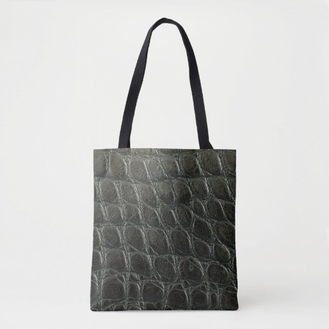 Genuine black alligator leather texture, close up  tote bag (Front)