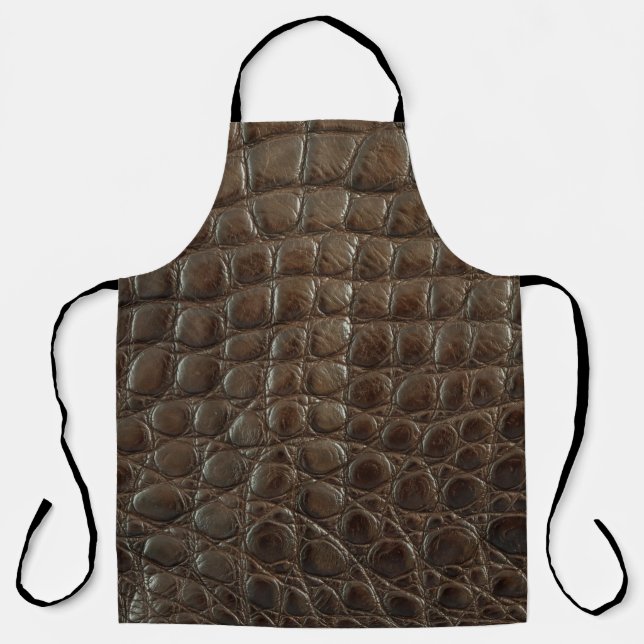Genuine brown alligator leather, close up to show  apron (Front)