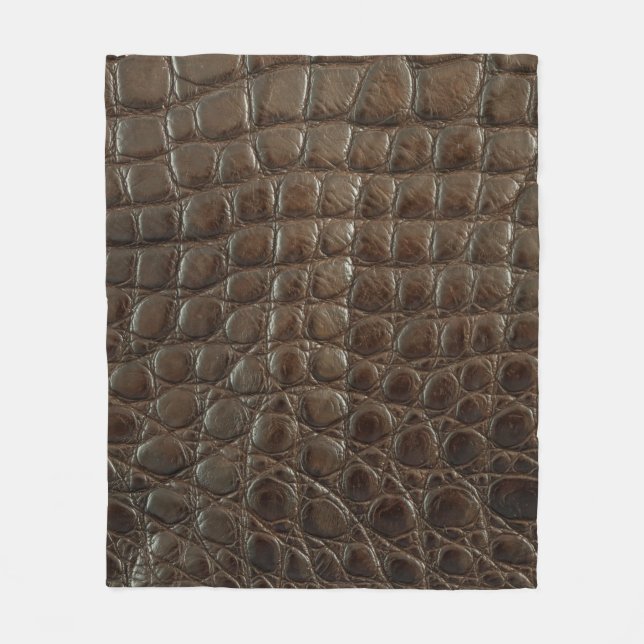 Genuine brown alligator leather, close up to show  fleece blanket (Front)