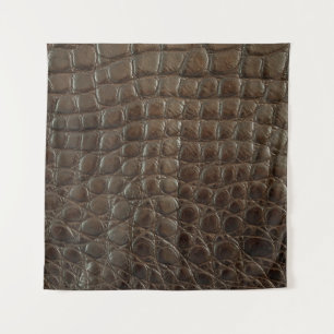 Genuine brown alligator leather, close up to show  tapestry