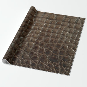 Genuine brown alligator leather, close up to show wrapping paper