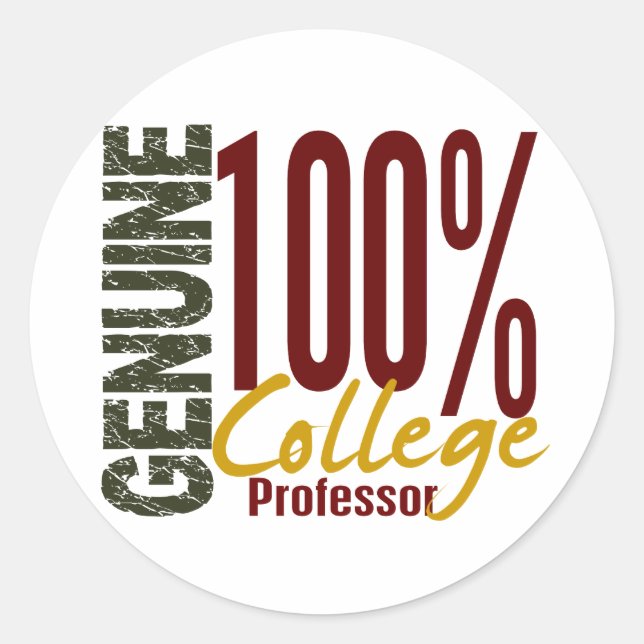 Genuine College Professor Classic Round Sticker (Front)