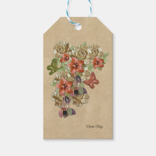 Genuine leather and suede art  gift tags