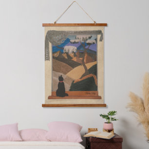Genuine leather and suede art hanging tapestry