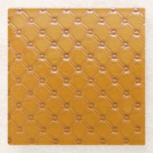 Genuine leather upholstery: decorative motif. glass coaster