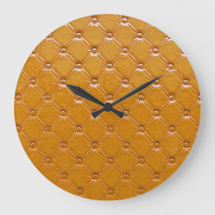 Genuine leather upholstery: decorative motif. large clock
