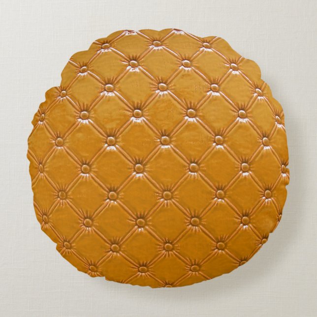 Genuine leather upholstery: decorative motif. round cushion (Front)