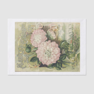 Genuine (not AI) Seed Catalog Cover Pink Flowers Tissue Paper