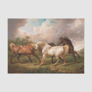 Genuine (not AI) Victorian Painting of 3 Horses Tissue Paper