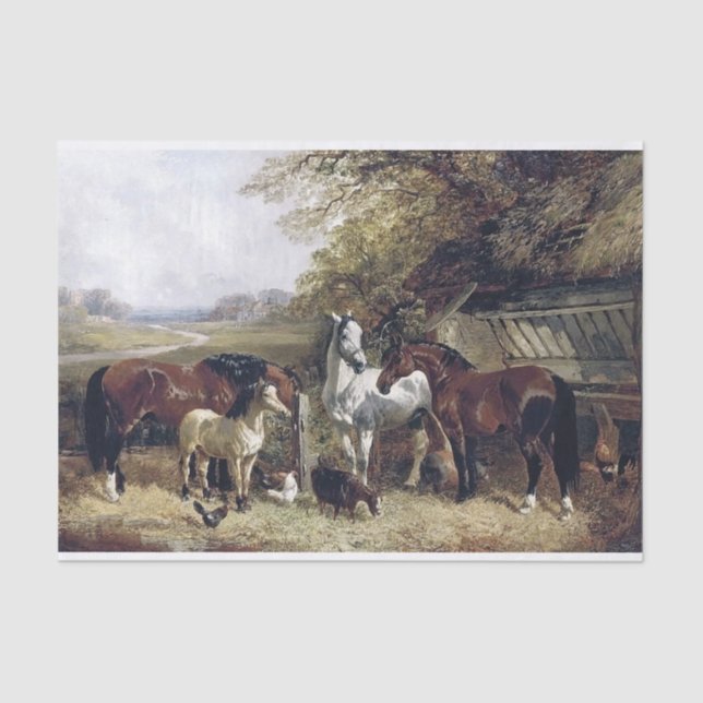 Genuine (not AI) Victorian Painting of Horses Tissue Paper (Front)