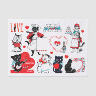 Genuine (not AI) Vintage Cat Valentines Tissue Paper