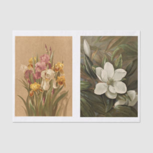 Genuine (not AI) Vintage Iris and Magnolia Art Tissue Paper