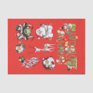Genuine (not AI) Vintage Retro Christmas Art Tissue Paper