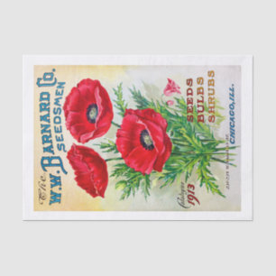 Genuine (not AI) Vintage Seed Catalog Red Poppies Tissue Paper
