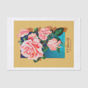 Genuine (not AI) Vintage Seed Catalogue Pink Rose Tissue Paper