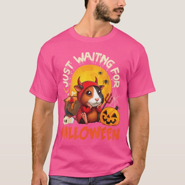 Genuine Pig Pumpkin Bats Skull Spider Just Waiting T-Shirt (Front)