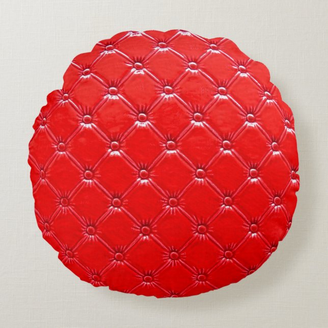 Genuine red leather upholstery. round cushion (Front)